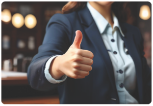 Professional giving thumbs up representing successful legal outcome